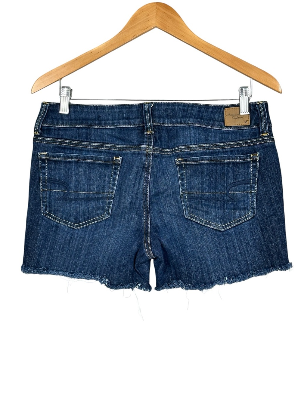 American Eagle Artist Denim Short Shorts Mini Mid Rise Cutoffs Sz 10 - Picture 2 of 7